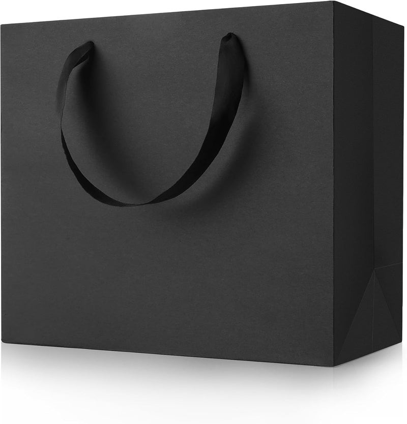 MOXARYSU Large Black Gift Bags: 12.5x4.5x11 Inch 5pcs Paper Bags Bulk For Party Shopping Birthday Wedding (L,5) - Image 1
